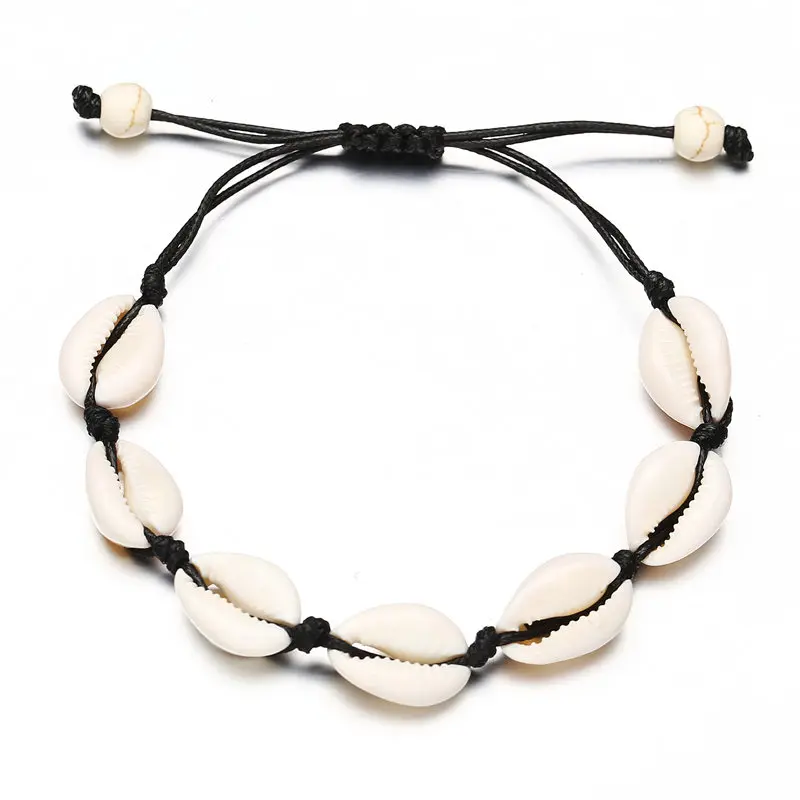 Summer Handmade Adjustable Shell Bracelets for Women Fashion Casual Bracelets Sea Shells Vintage Woven Bracelet Beach Jewelry