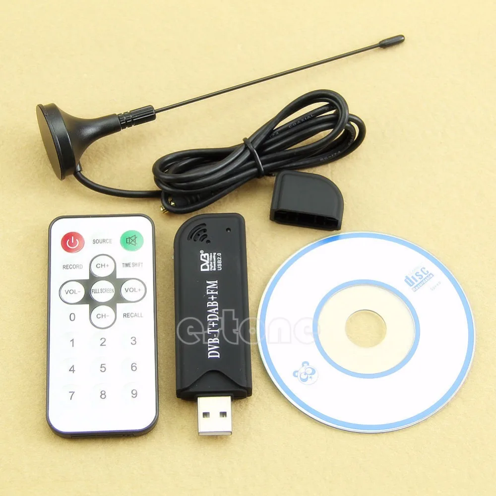 Hot ใหม่ RTL2832U + R820T USB2.0 Digital DVB-T SDR + DAB + FM HDTV เครื่องรับสัญญาณทีวี STICK