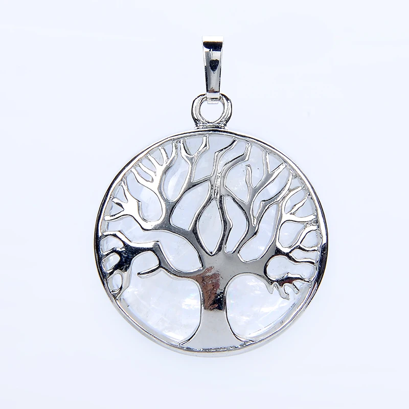 New Fashion Tree of Life Pendant Necklace Amethysts Opal Natural Crystal Stone Pendants Women Men Handmade Reiki Charm Jewelry