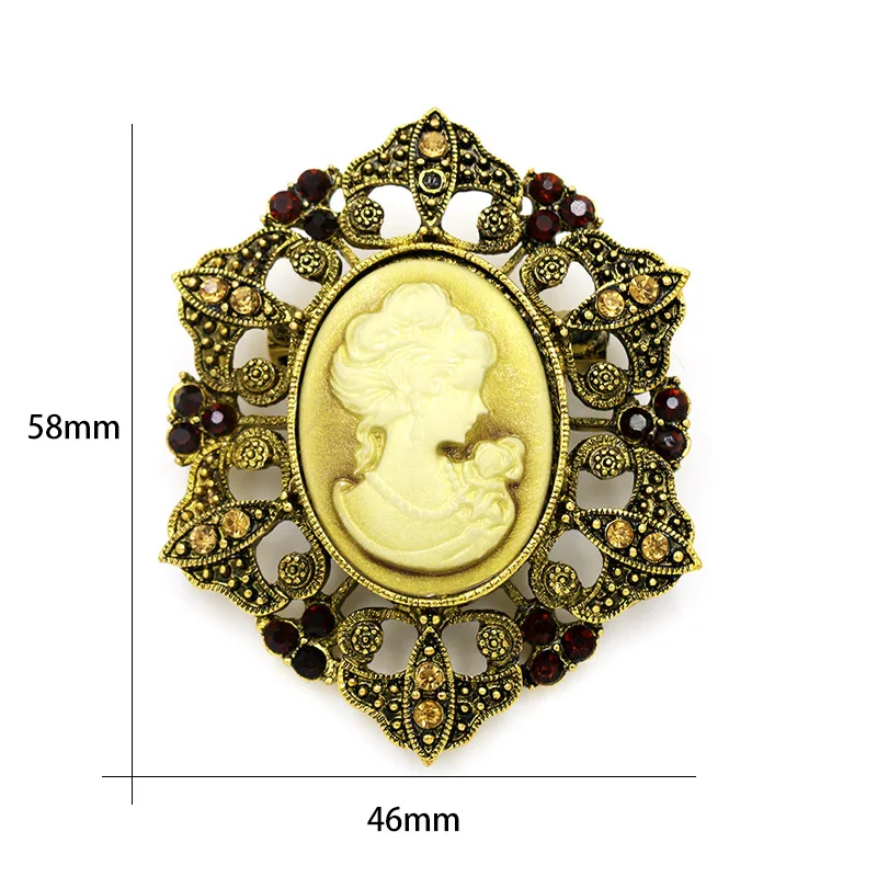 WEIMANJINGDIAN Brand Crystal Rhinestones Vintage Cameo Brooches Coat Dress Accessories Jewelry