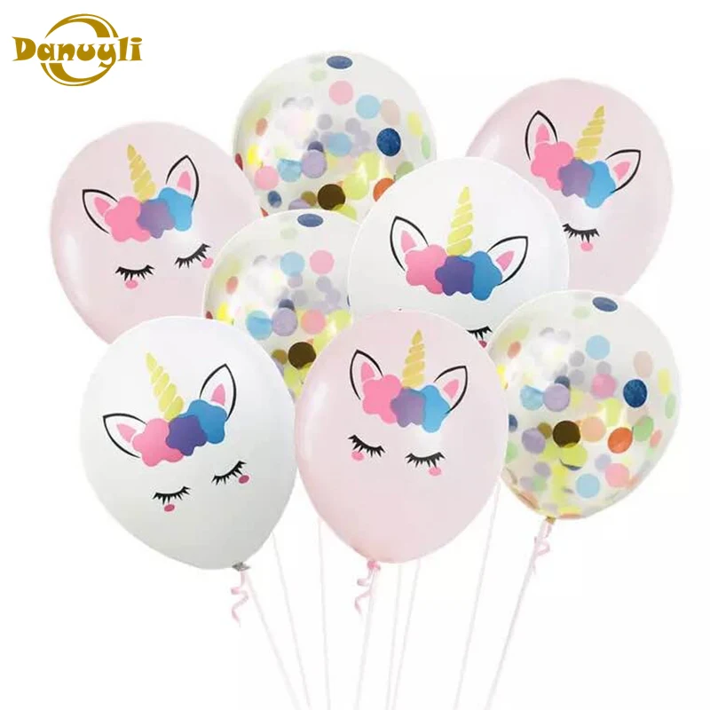 

DANUYLI 10pcs/lot Unicorn Balloons Party Supplies Latex Balloons Kids Cartoon Animal Horse Float Globe Birthday Party Decoration