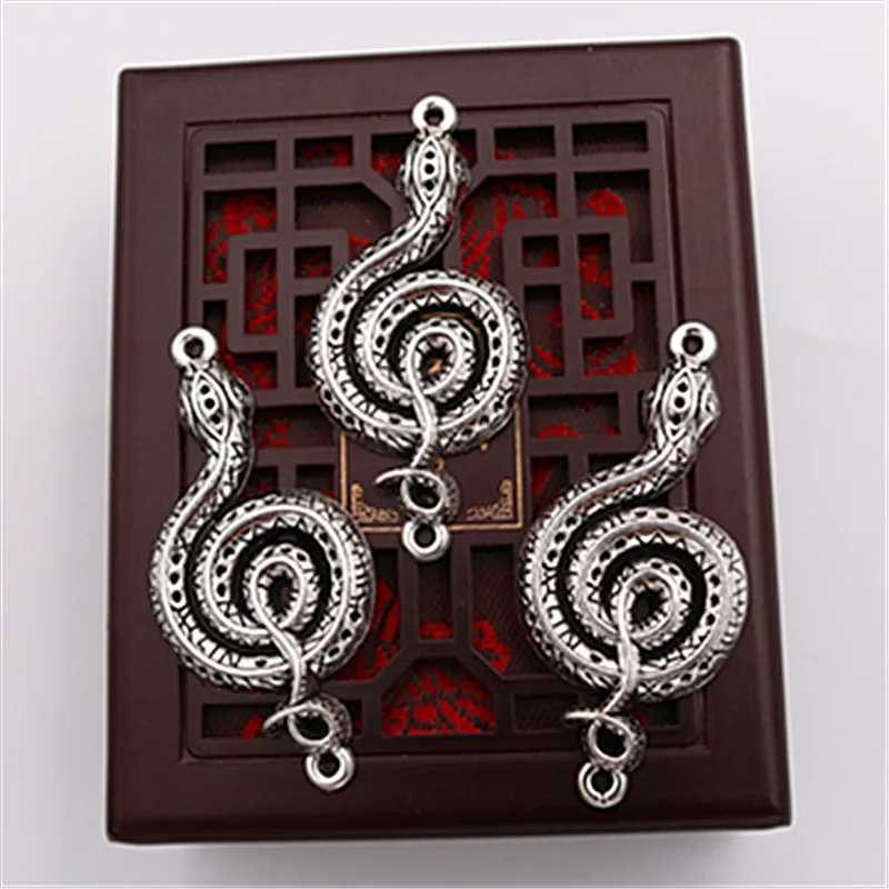 5pcs Silver Plated Rattlesnake Connectors Punk Necklace Bracelet Metal Accessories DIY Charms Jewelry Making 51 * 24 mm A494