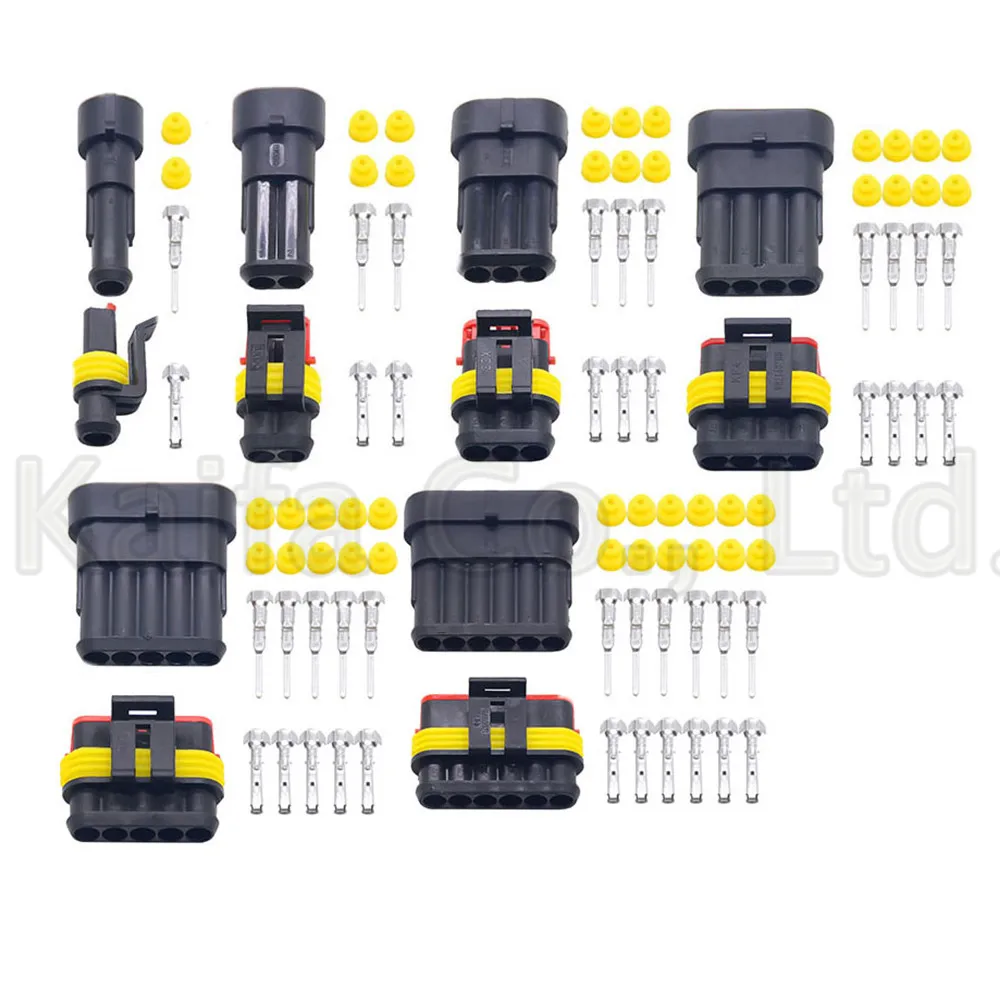 5 sets Kit 1P 2P 3P 4P 5P 6P AMP 1.5 male and female Plug Automotive waterproof connectors Xenon lamp lamp connector for car