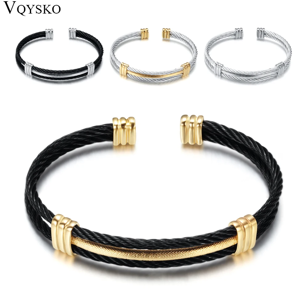 new arrival spring wire line colorful titanium steel bracelet stretch Stainless steel Cable Bangles for women