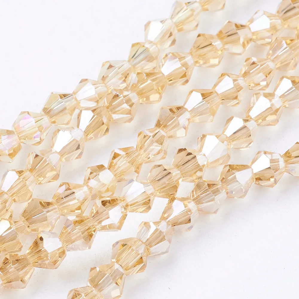 AB Color Plated Bicone Faceted Glass Beads Strands for Jewelry Making DIY,2x3mm ,4x4mm ,Hole: 0.5-1mm; 10 Strands/lot