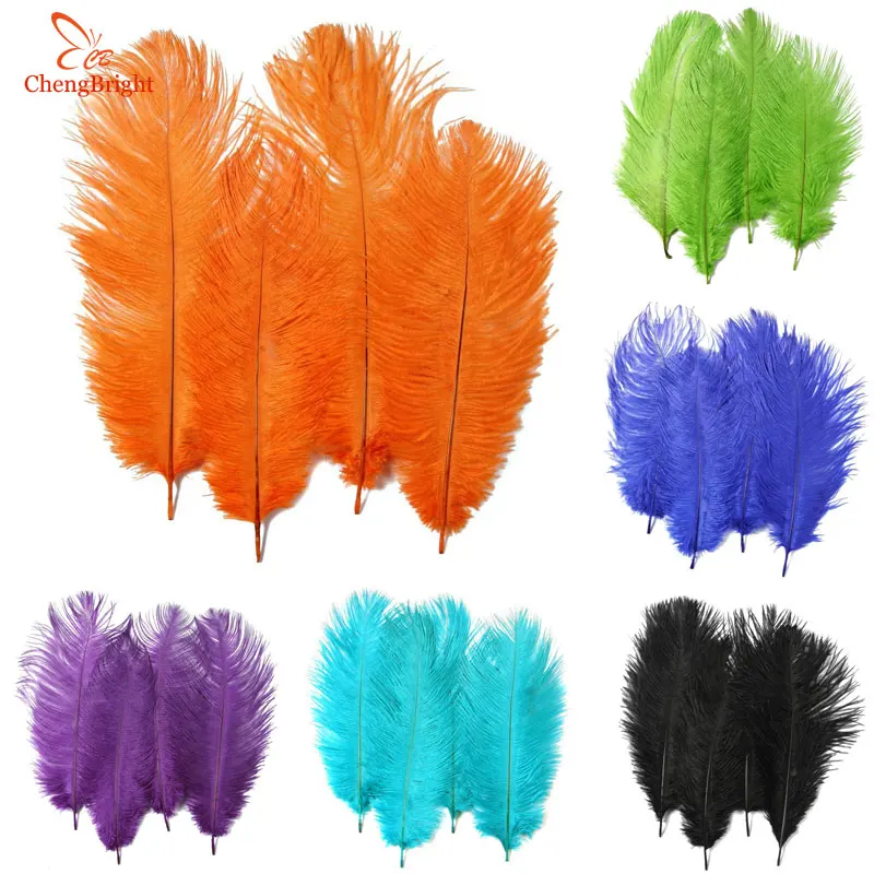 CHENGBRIGHT 100 Pcs 40-45cm Beautiful Colored Ostrich Feathers DIY Jewelry Accessories Wedding Decorations Plume Feather Ostrich