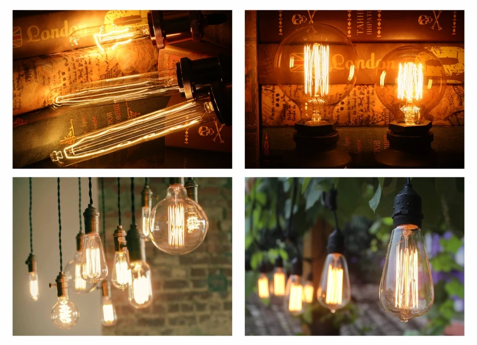 Edison Glühbirne E27 220V 40W ST64 A19 G80 G95 T10 T45 T185 Retro Filament Glühlampulle Birne Vintage Edison Lampen – Detail 11