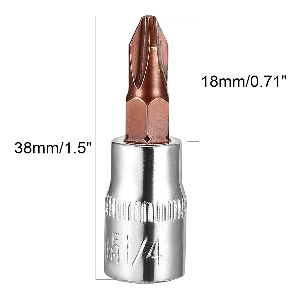 UXCELL 2Pcs 1/4-Inch Drive PH2 Philips Bit Socket S2 Steel for Superior Hardness Great Rust Resistant