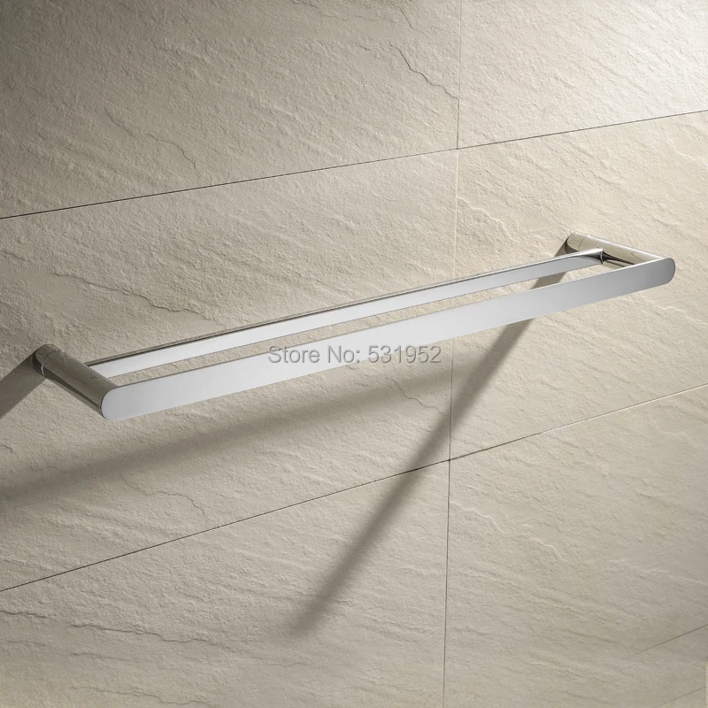 23 Inch SUS304 Stainless Steel Double Bath Towel Bar Polished Finish Towel Holder Wall Mount Towel Rack for Bathroom