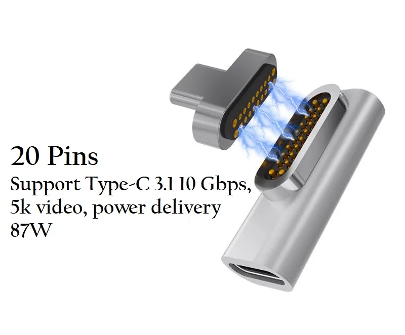 

USB C Adapter,Support PD Charger and Data Transmision (10Gbp/s), USB3.1 Type-C Power Delivery Fast Charge PD87W L 90 for MacBooK