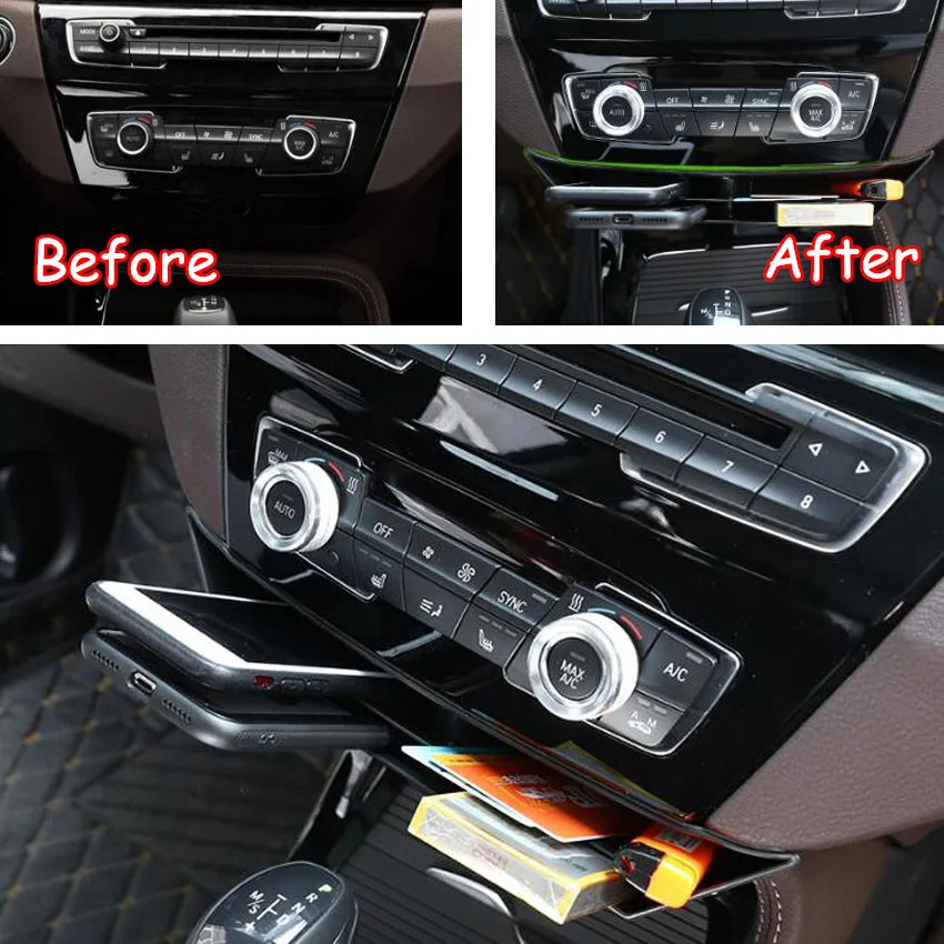For BMW X1 F48 2016 2017 2018 Car Front Central Console Storage Box Holder Container ABS Auto Interior Accessories