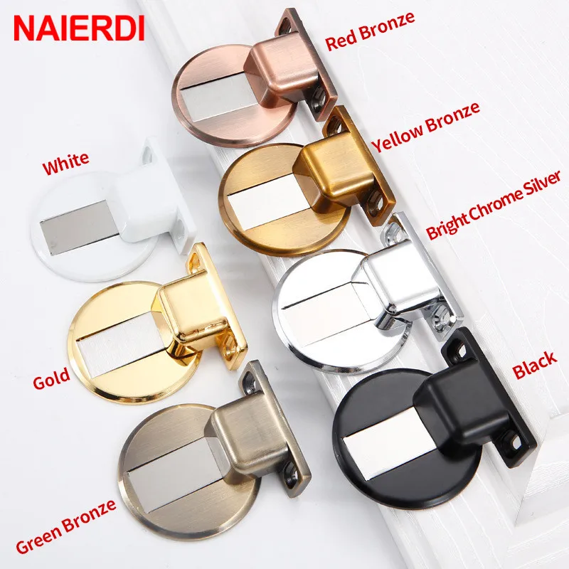 

NAIERDI Magnetic Door Stops Zinc Alloy Door Stopper Hidden Door Holders Catch Floor Nail-free Doorstop Furniture Hardware