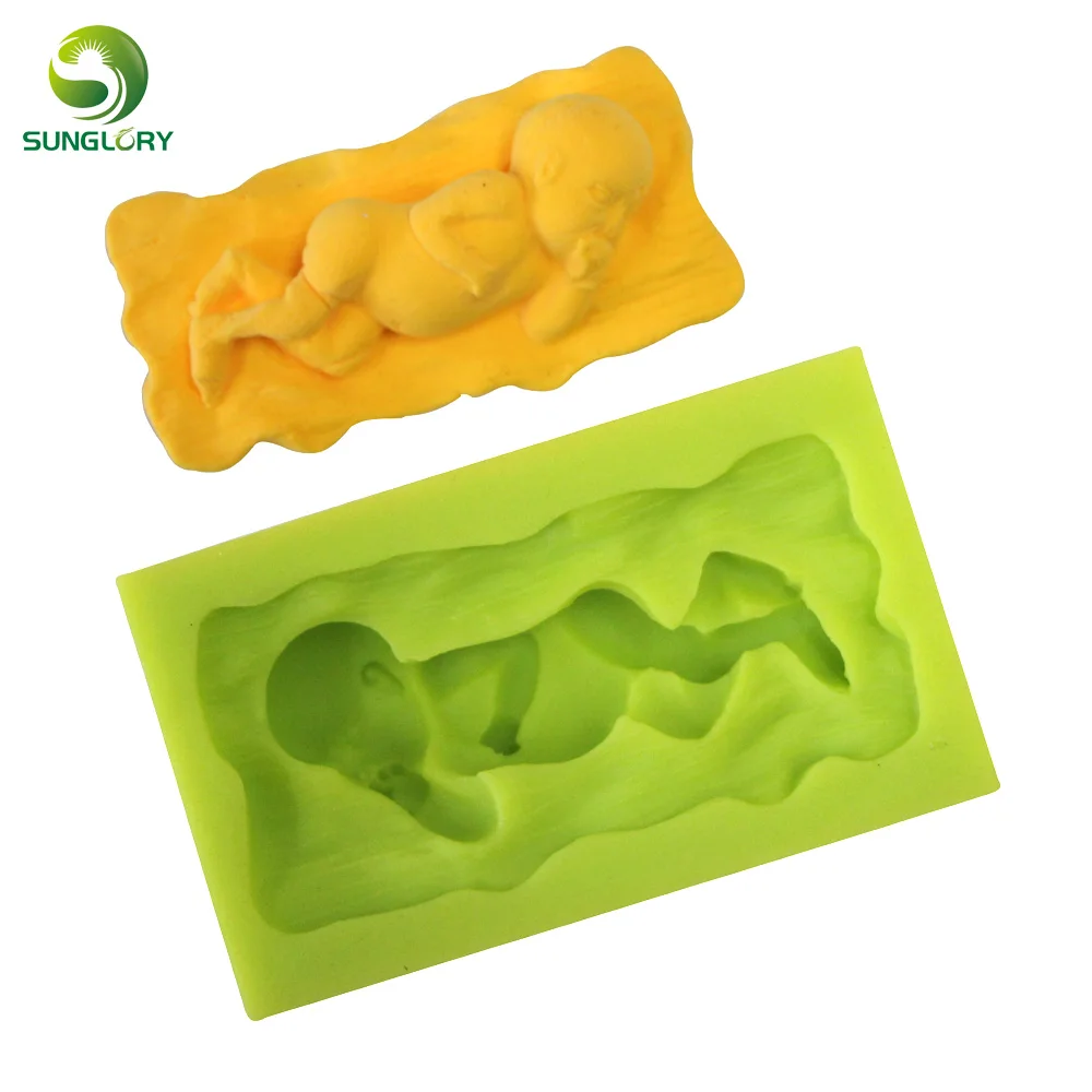 Sleeping Baby Shaped Silicone Mold 3D Non-stick Infant Fondant Silicone Cake Mold For Baking Paste Americana Cake Tools Kitchen