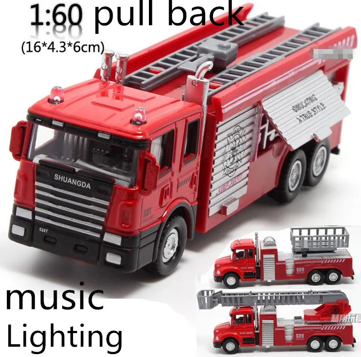 Free shipping ! 1 : 60 alloy pull back Sound and light Fire engine toy model,Classic Toys,Children\'s educational toys