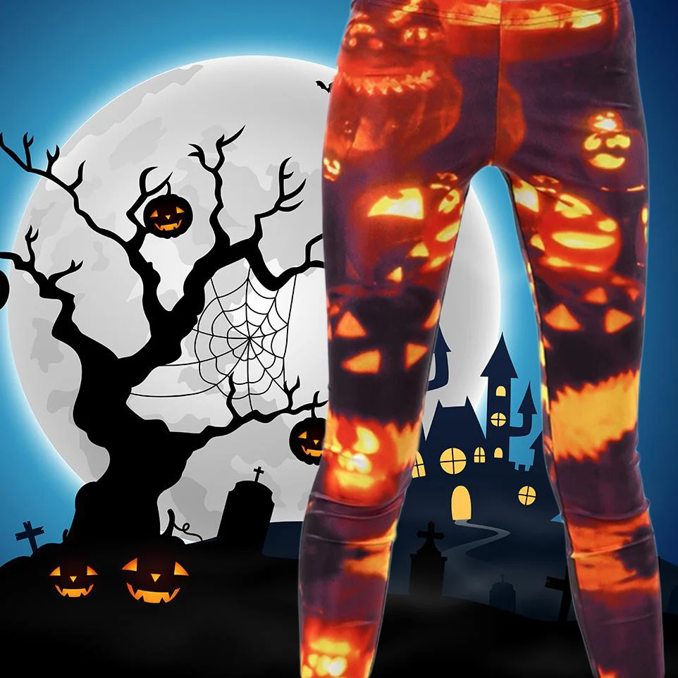 New Sexy Women Halloween Horror Pumpkin Lantern 3D Print Leggings Halloween Pumpkin Head Cosplay Costumes 3d Slim Legging