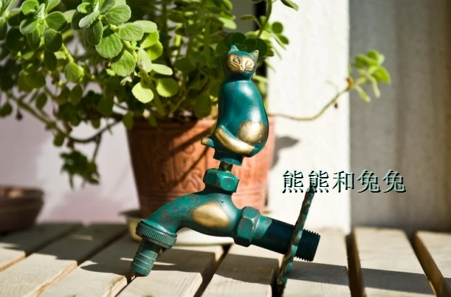 FREE SHIPPING !!  tap animal garden antique European tap washing machine leading green cat