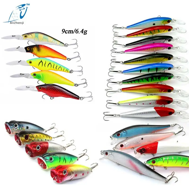 Anzhenji 2018 New Different Size Fishing Lures Minnow 6.4g/8.5g/10.5g/13g/23g False Popper VIB Bait Crank Bionic Wholesale