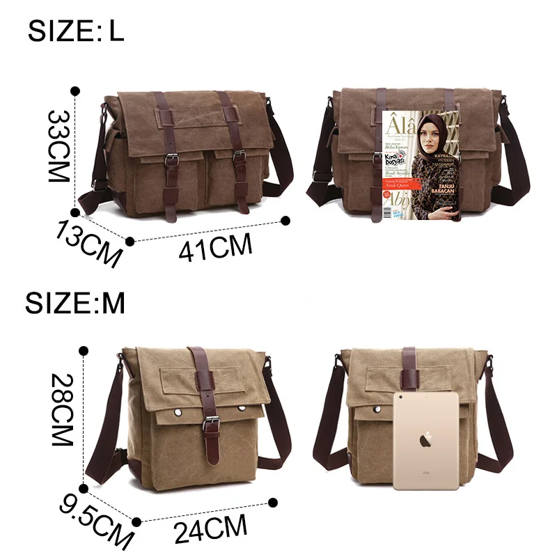 Retro Men Messenger Bags Canvas Handbags Leisure Work Travel Bag Man Business  Crossbody Bags Briefcase for Male Bolsas XA108ZC