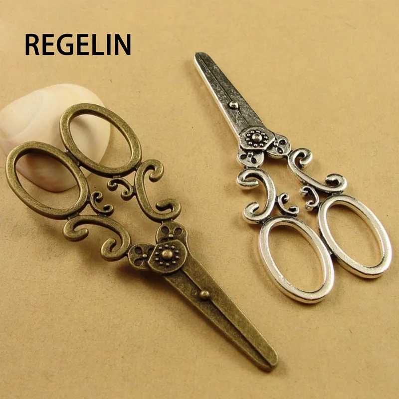 REGELIN 5pcs/lot  30*75MM Retro Style Scissors Charm Pendant for Diy Necklace Jewelry  Accessories Making Handmade Craft