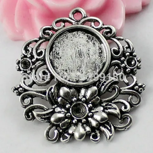 Fit 12mm Cabochons Cameo/Glass/Cabochon Frame bezel Settings Tray blank DIY-Accessory Pendant Charm,31x30mm 10pcs/lot K01838