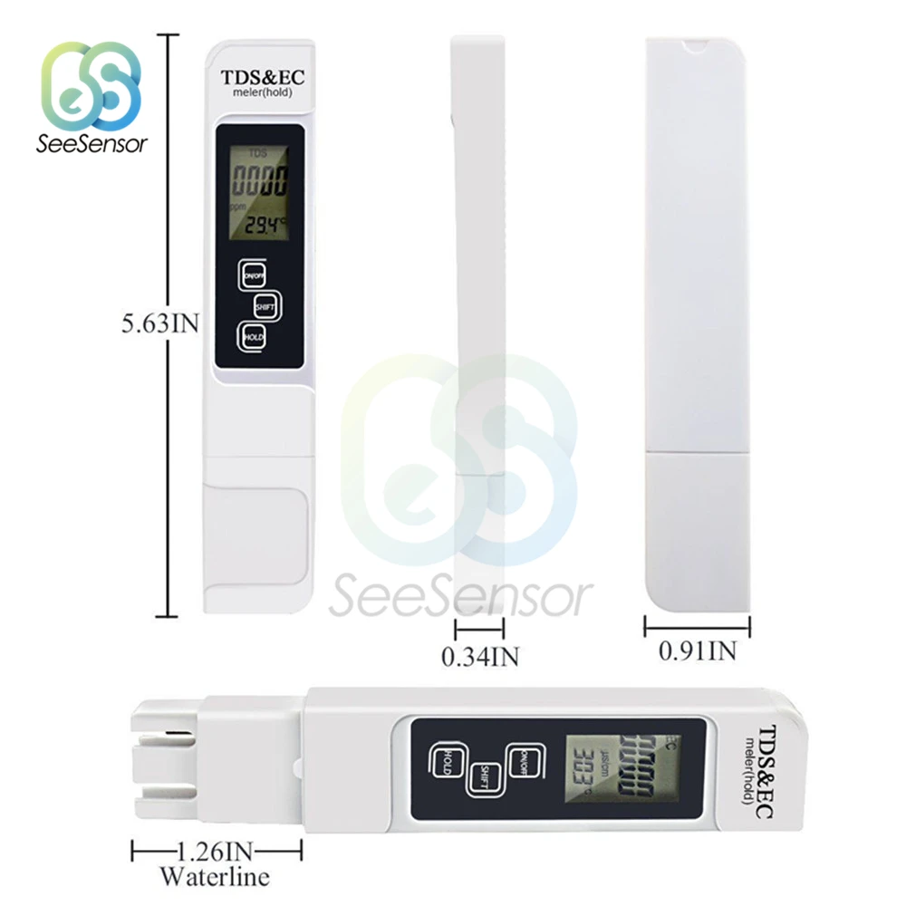 TDS EC miernik urządzenie do pomiaru temperatury Pen TDS i EC Tester 0-9990ppm 3 In1 funkcja przewodność jakość wody narzędzie pomiarowe