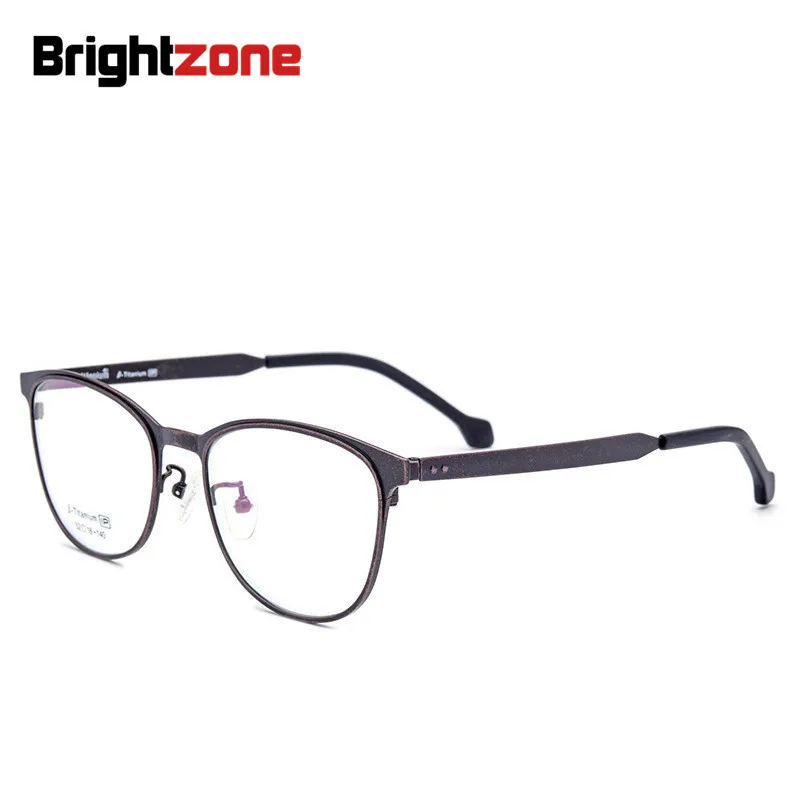 

Brightzone Vintage & Retro IP Electroplate Pure Titanium Oval Style Full Rim Frame Plain Opticsal Eye Prescription Glasses Frame