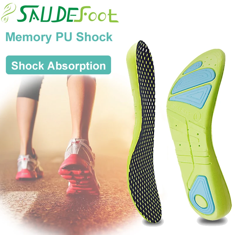 SAUDEfoot Sneaker Sports Shoe Insoles Gel  PU Shoes Pad for Flat Feet  Shock Absorption with Arch Orthopedic Design  Insole