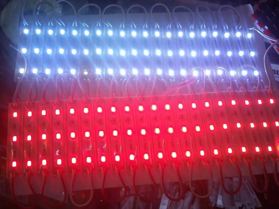 

1000pcs/lot 5630 3 LED Modules white warmwhite blue green red module Waterproof IP68 DC12V shipping free