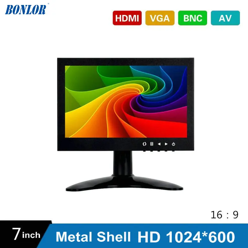 

7 Inch HD CCTV TFT-LED Monitor with Metal Shell & HDMI VGA AV BNC Connector for PC & Multimedia & Donitor Display & Microscope