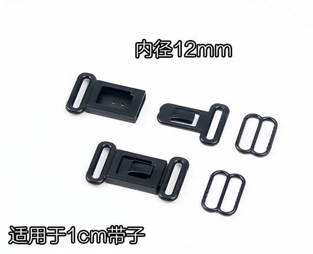 1000 sets plastic Hardware Sets adjustable tape accessories black clasps & hooks eye set bow tie clip buckles