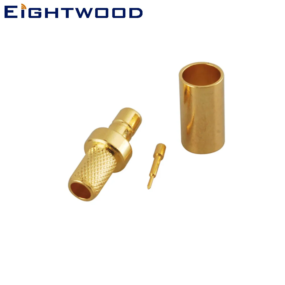 

Eightwood 5PCS DAB DAB+ Antenna Connector SMB Crimp Jack Male RF Coaxial Connector Straight for LMR195 RG58 Cable Adapter