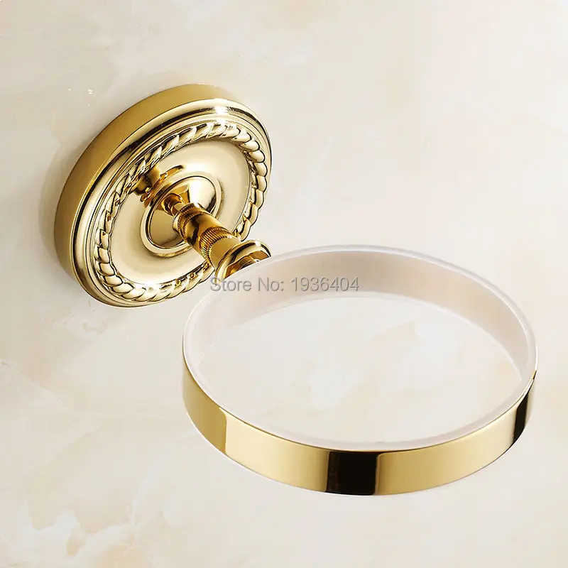 Golden Finish Bathroom Accessory Toilet Brush Holder Cleaning Brush wall mounte with Ceramic Cup Holder TH501