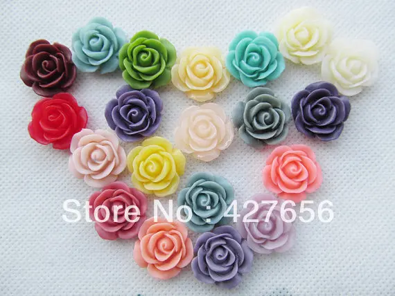 15pcs 19mm Mixed Colors Rose Blank Flatback Resin Cabochon Charm Finding,Phone Decoration Kit,DIY Accessory Jewellery Making