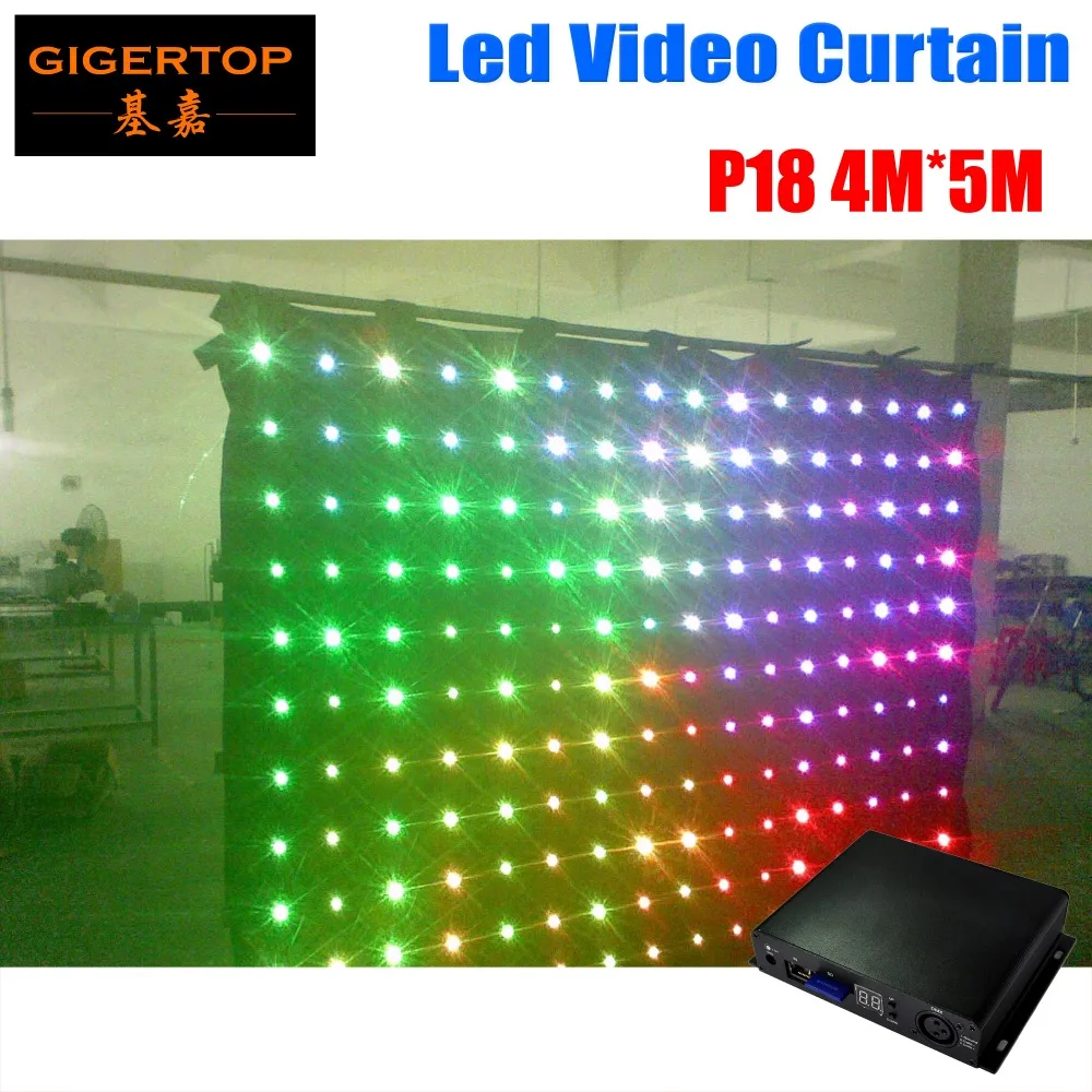 

4m x 5m P18 led video curtain with one piece on/off line mode DMX controller, LED Backdrops for wedding backdrops ,nightclub