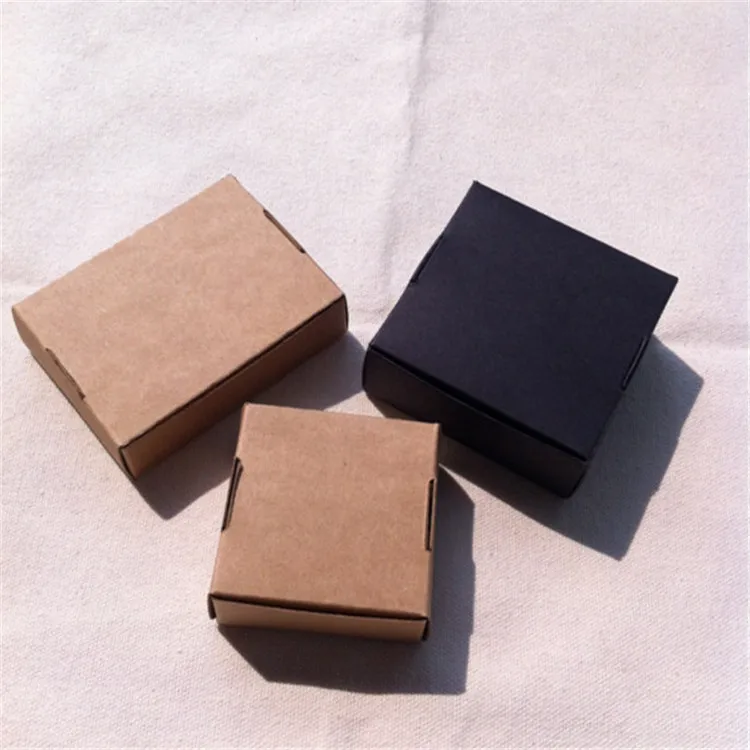 

500PCS Different Sizes Recycled Kraft Jewelry Box Gift,Natural Kraft Carton Boxes,Handmade Soap Packaging Box Black/White/Brown