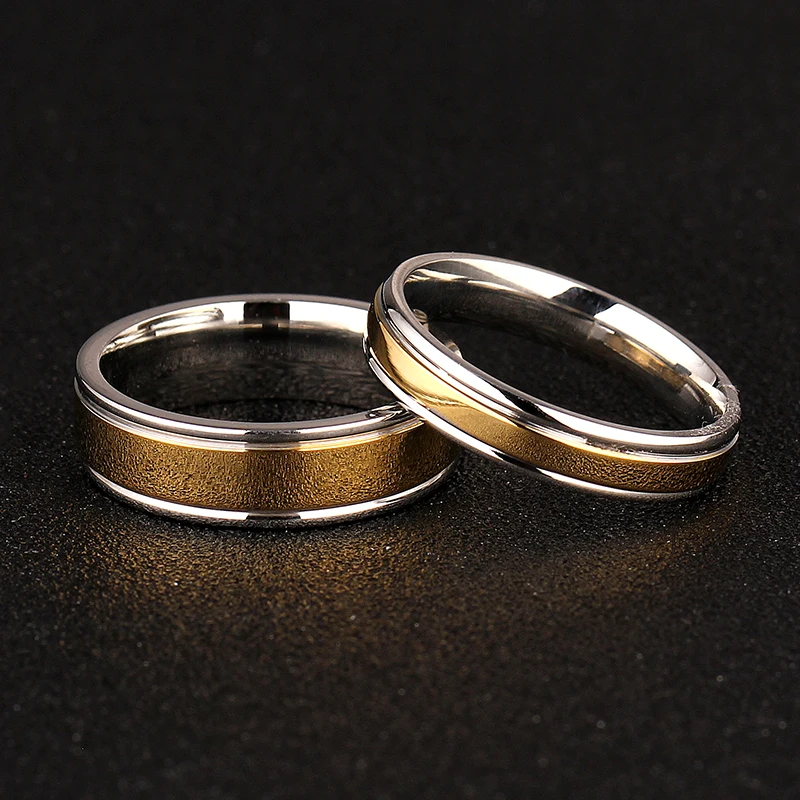 Couple Ring Gold-Color Titanium Wedding Bands Jewelry for Women Man Personalized Ring Customize Ring Engraved Ring