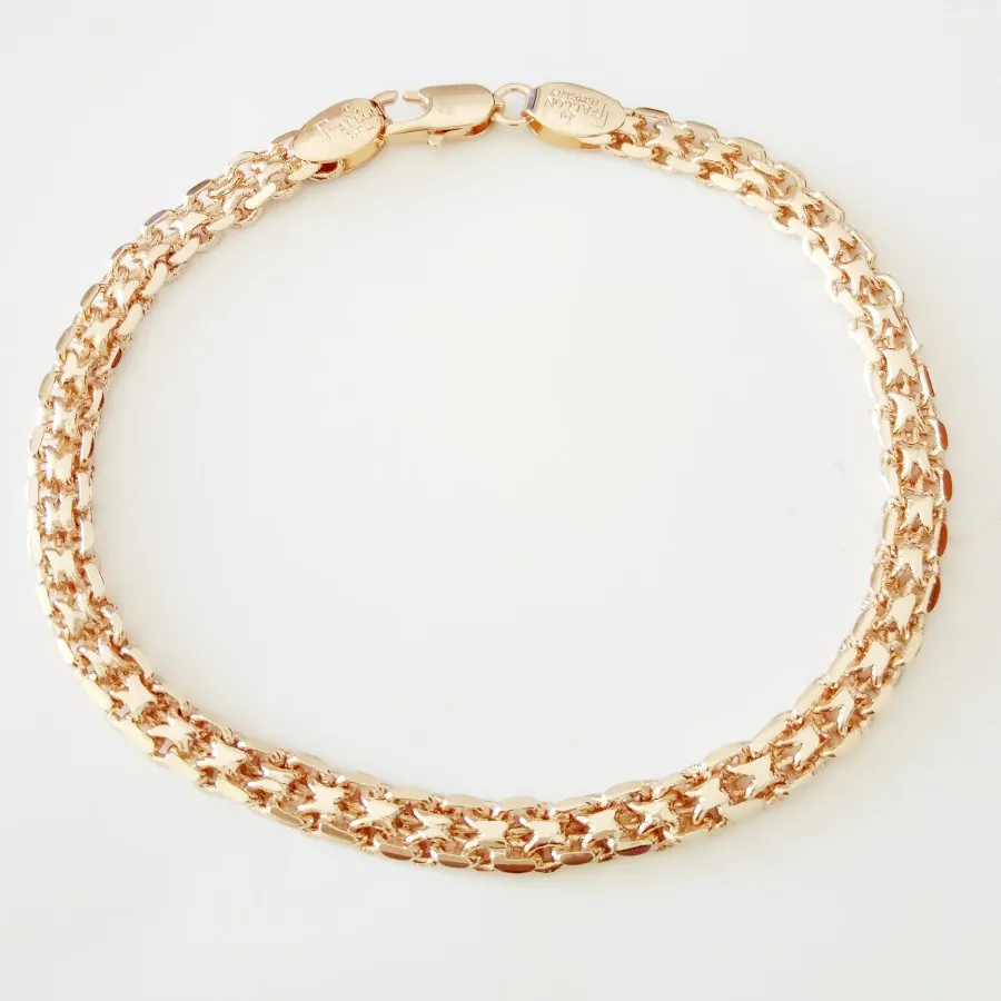 New Trendy Women Men Bracelet 585 Rose Gold Color Jewelry Copper Wide Bracelet Designs Lover Gift