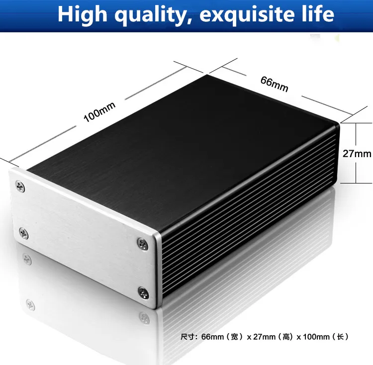 Алюминиевый корпус усилителя корпуса измерительного корпуса усилителя/корпус/коробка DIY (66*27*100 мм)