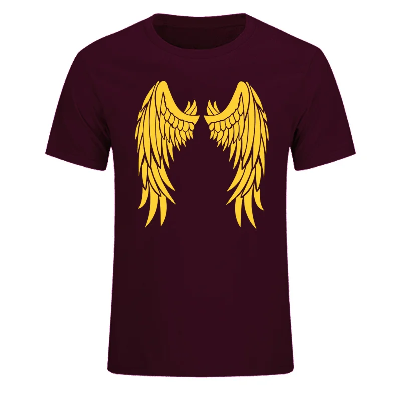 Angel Wings On Back T-shirt Fashion Men Short Sleeve T Shirt Clothing Printed Cotton Men o Neck Top Tee EU Size