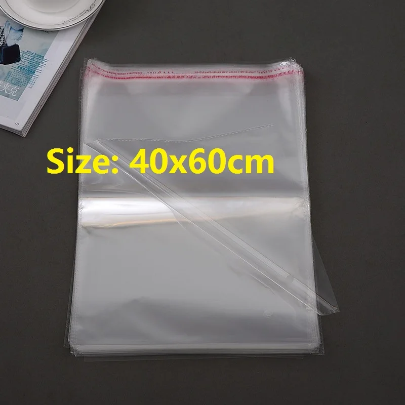 100pcs Wholesale 40*60cm Clear OPP Bag Clear Resealable Cellophane/BOPP/Poly Bags Transaparent Packing Bags Adhesive Seal