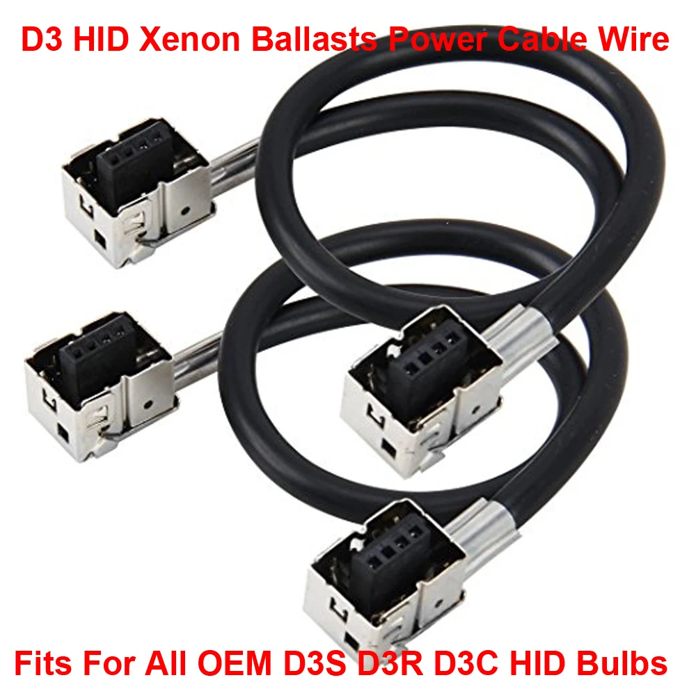 2PCS D3 D3S D3R D3C OEM HID Xenon Headlight Bulbs Lamps Ballasts Wire Harness Cable Adapter Holder Wiring Socket Plug N Play