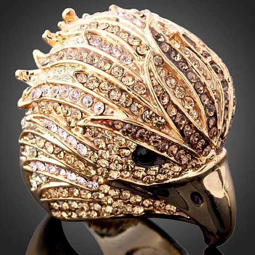 CHRAN Gold Color Animal Shape Ladies Jewelry Rings Promotion Fashion Eagle Designer Crystal Engagement Rings For Women