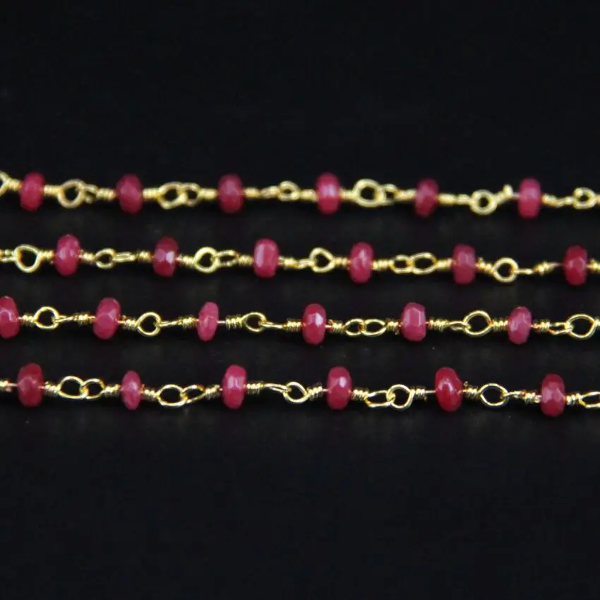 Imagem -06 - Vinho Tinto Malásia Jade Abacus Beads Golden Chain Cadeia Rosário Facetada Rondelle Encantos Encantos Faça Você Mesmo Brinco Colar Pulseira 2x4 mm