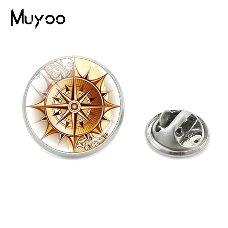 2018 New Arrival Handmade Vintage Jewelry Lapel Pins Retro Compass Glass Round Photos Butterfly Fashion Jewelry Brooches Pins