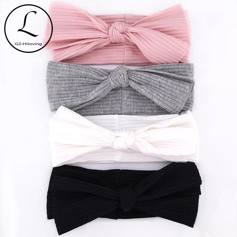 

GZHIlovingL Newborn baby boys Girls Cotton Ribbed headbands Kids Childs Soft Stretch Bow knot Headwear Hair bands Accessories