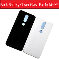 Glass Battery Back Cover For Nokia 6.1 Plus Glass Rear Battery Door Housing Case For Nokia X6   Replacement Parts Without Logo