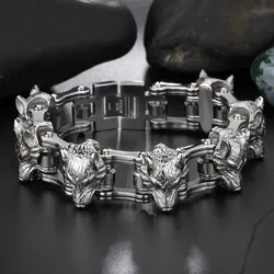 Europe and the United States fashion titanium bracelet stainless steel bracelet domineering wolf head men bicycle chain