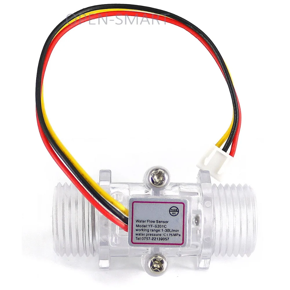 G1/2 Plastic Water Flow Sensor Meter Turbine Hall Flowmeter Easy to Measure Water / Flow Rate with XH-3P Connector for Arduino