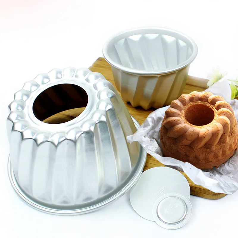 4pcs 4inch (Dia 11cm) Aluminum Alloy Mini Savarin Cake Pan Removable Bottom Pudding Mold Bundt Cakes BundtPan DIY Baking Tools