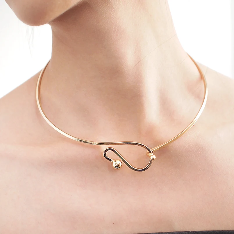 Punk Alloy Gold Color Chokers Necklace Metal Geometric Statement Necklace For Women Jewelry Accessories 2022 UKEN